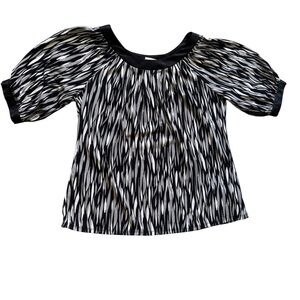 Worthington Black & White Puff Sleeve Blouse - Size M